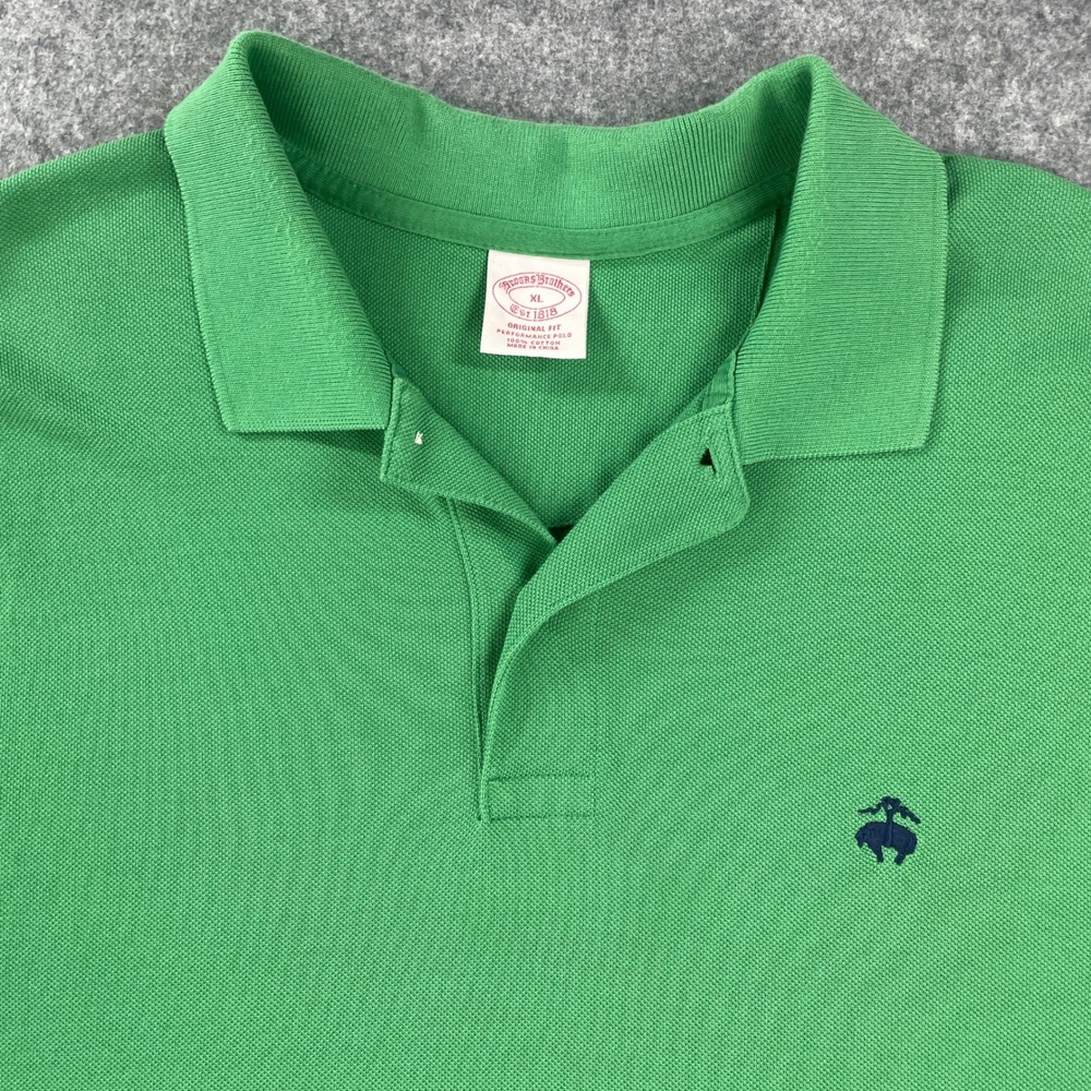 Brooks Brothers Mens Polo Shirt XL Original Fit Performance Cotton Green Office